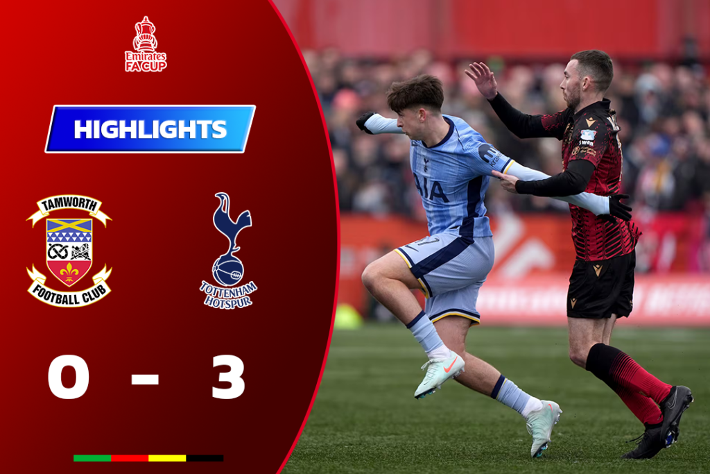 ไฮไลท์ฟุตบอล แทมเวิร์ธ 0-3 สเปอร์ส